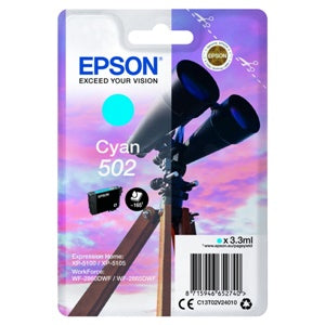 Epson Original 502 Cyan Inkjet Cartridge (C13T02V24010)