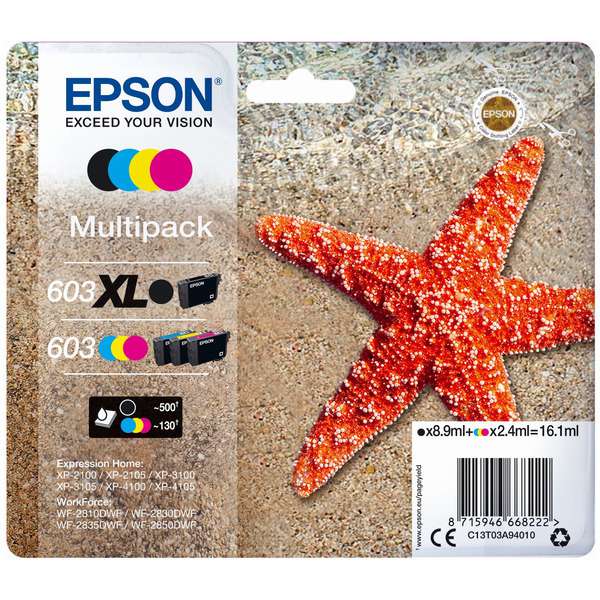 Epson Original 603XL High Capacity Ink Cartridge Multipack (C13T03A64010)