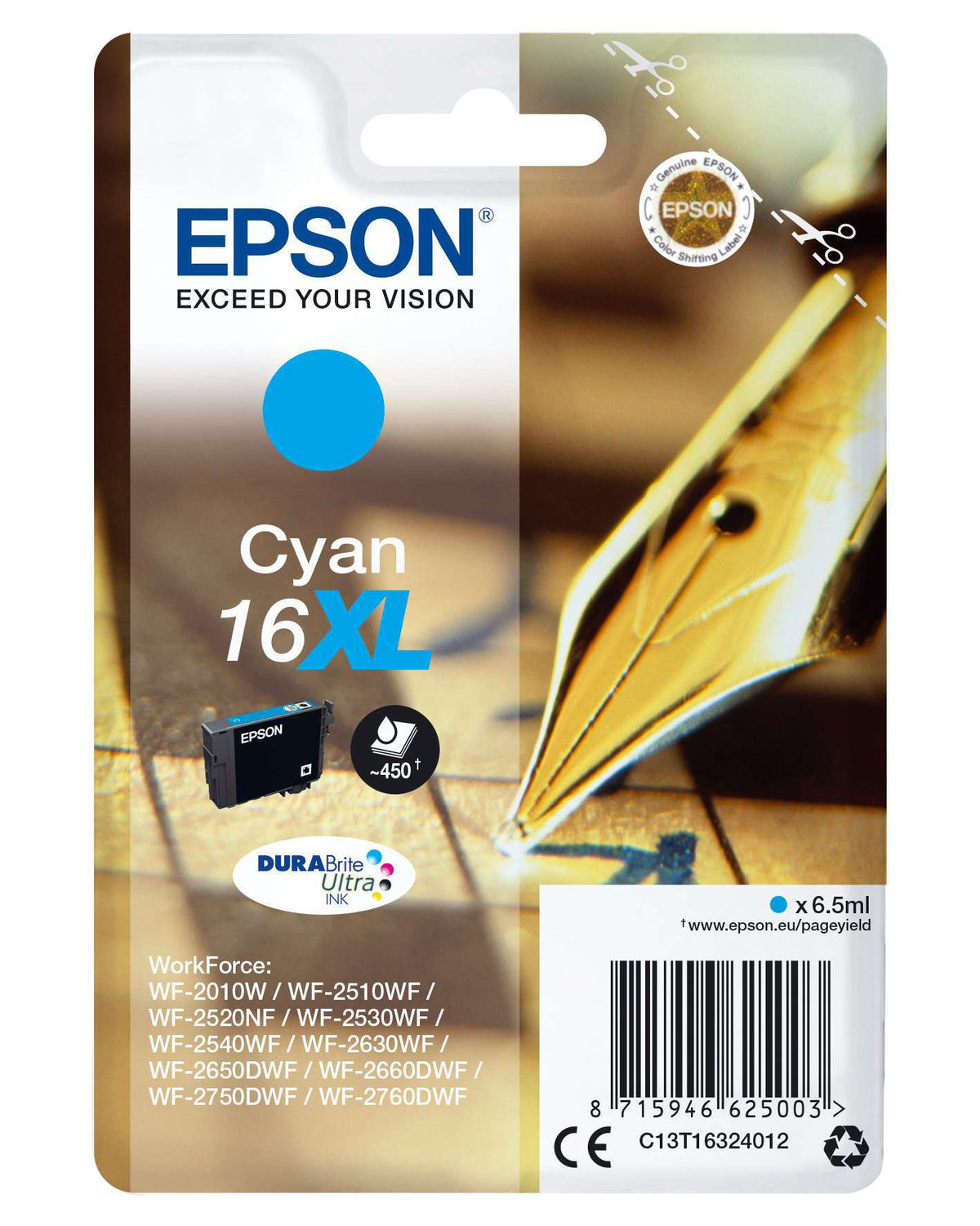 Epson Original 16XL Cyan High Capacity Ink Cartridge (T1632)
