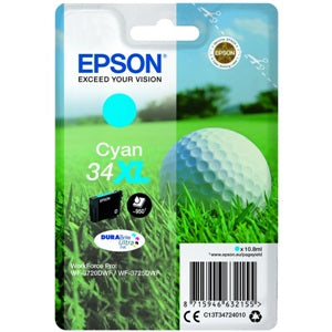 Epson Original 34XL Cyan High Capacity Inkjet Cartridge (C13T34724010)