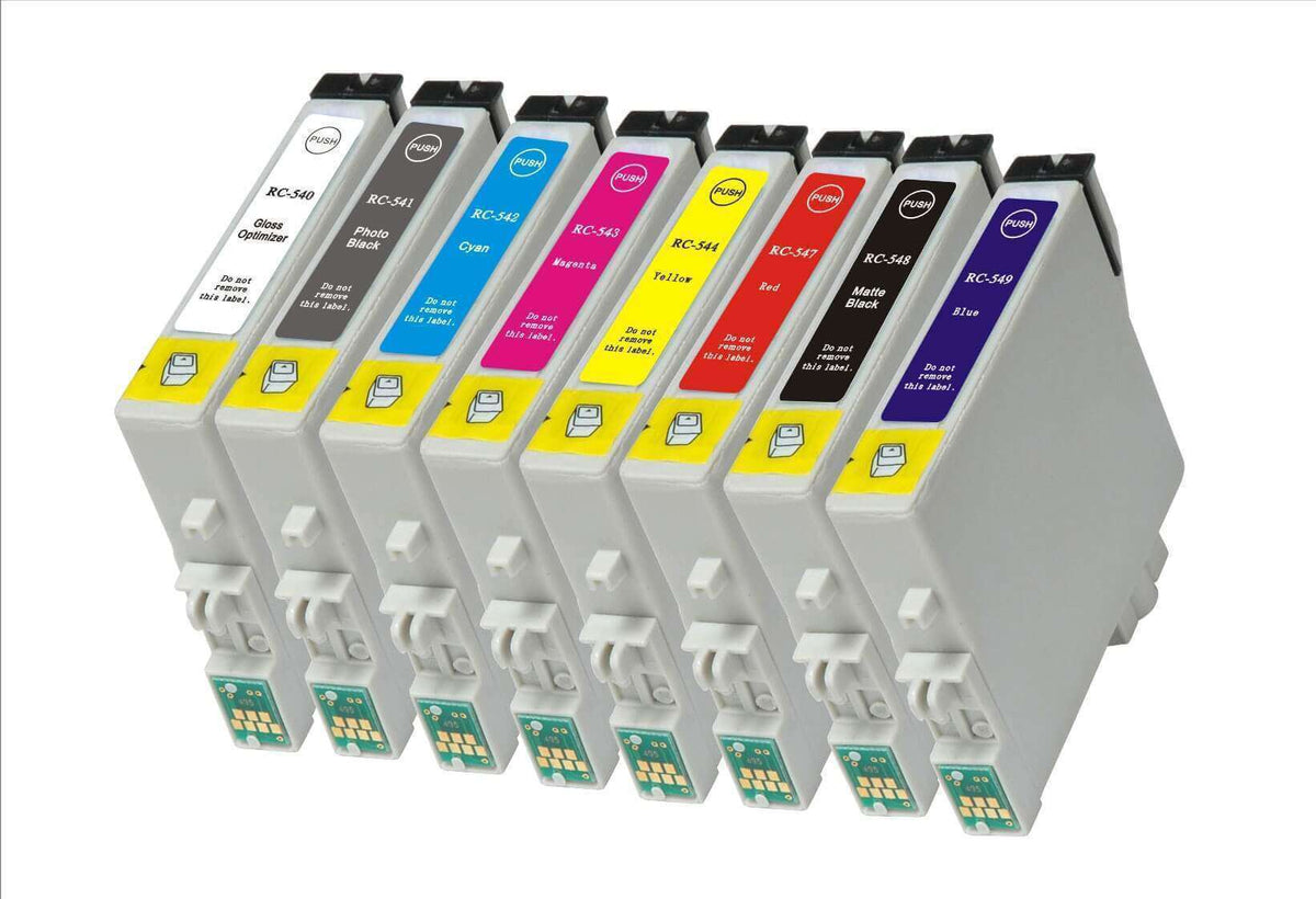 Epson Compatible T0540 T0541 T0542 T0543 T0544 T0547 T0548 T549 Ink Cartridge Set (8)