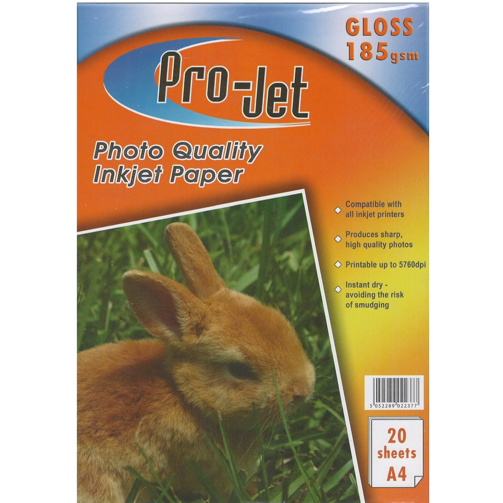 Projet 185g Gloss Photo Paper A4 20 Sheets