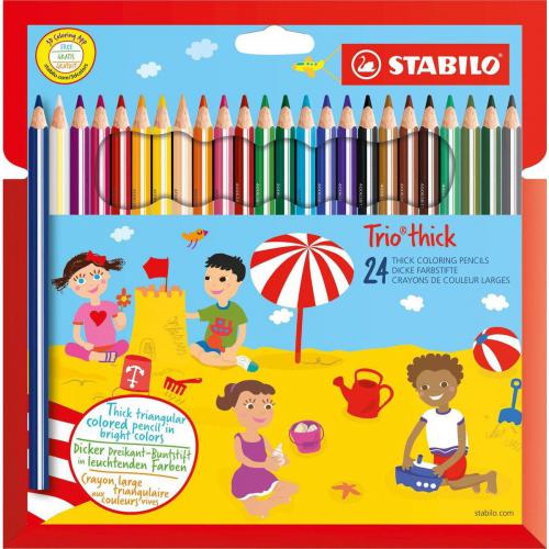 STABILO Trio Thick Colouring Pencil Assorted Colours (Pack 24)