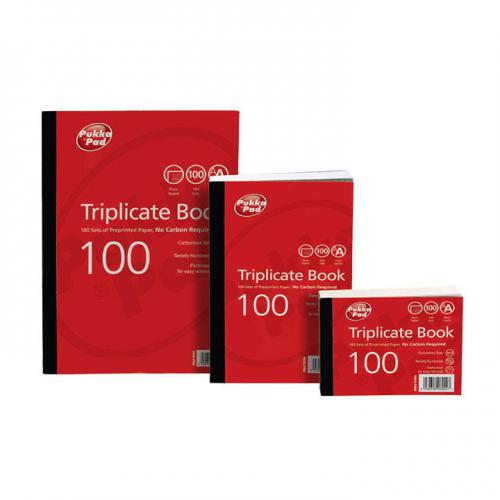 105x130mm Triplicate Book Carbonless Ruled 1-100 Taped Cloth Binding 100 Sets (Pack 5)