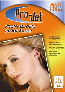 Projet 130gms Matte Photo Paper A4 100 Sheets
