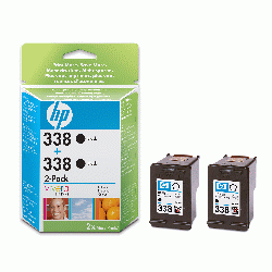 Original HP 338 Black Twin Pack Ink Cartridges (2 X 11ml)