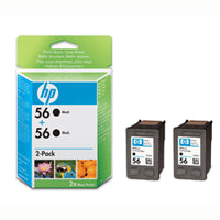 Original HP 56 Black Twin Pack Ink Cartridges (2 X 19ml)
