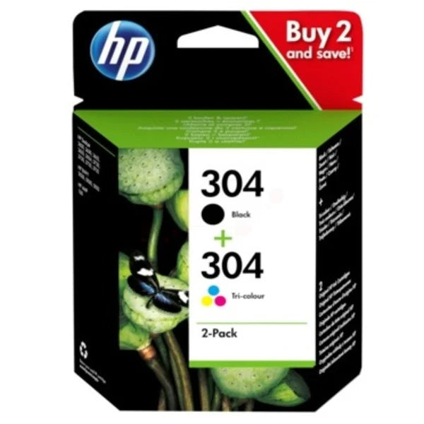 HP 304 2-pack Black/Tri-color Original Ink Cartridges 3JB05AE