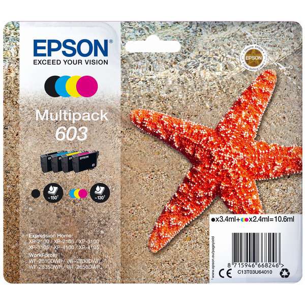 Epson Original 603 3 Colour Ink Cartridge Multipack (C13T03U54010)