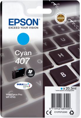 Epson Original 407 Cyan Ink Cartridge C13T07U240