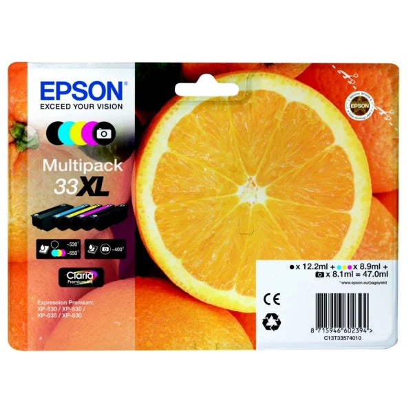 Epson Original 33XL High Capacity Ink Cartridge Multipack (T3357)