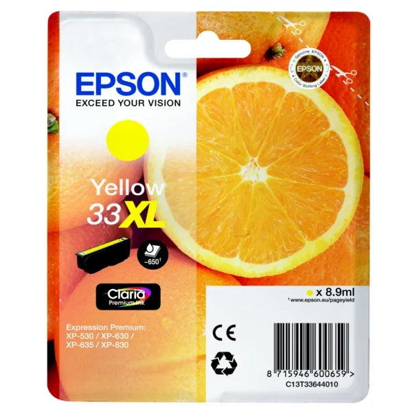 Epson Original 33XL Yellow High Capacity Ink Cartridge (T3364)