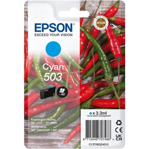 Original Epson 503 Cyan Ink Cartridge (C13T09Q24010) T09Q2 Chillies