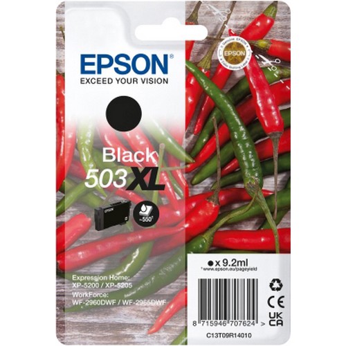 Original Epson 503XL Black High Capacity Ink Cartridge (C13T09R14010) T09R1 Chillies