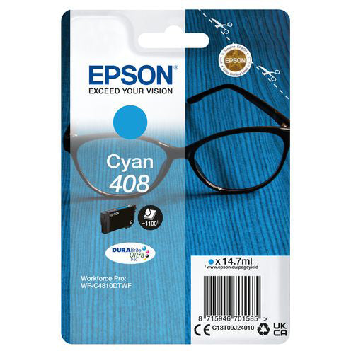 Original Epson 408 Cyan Ink Cartridge (C13T09J24010)