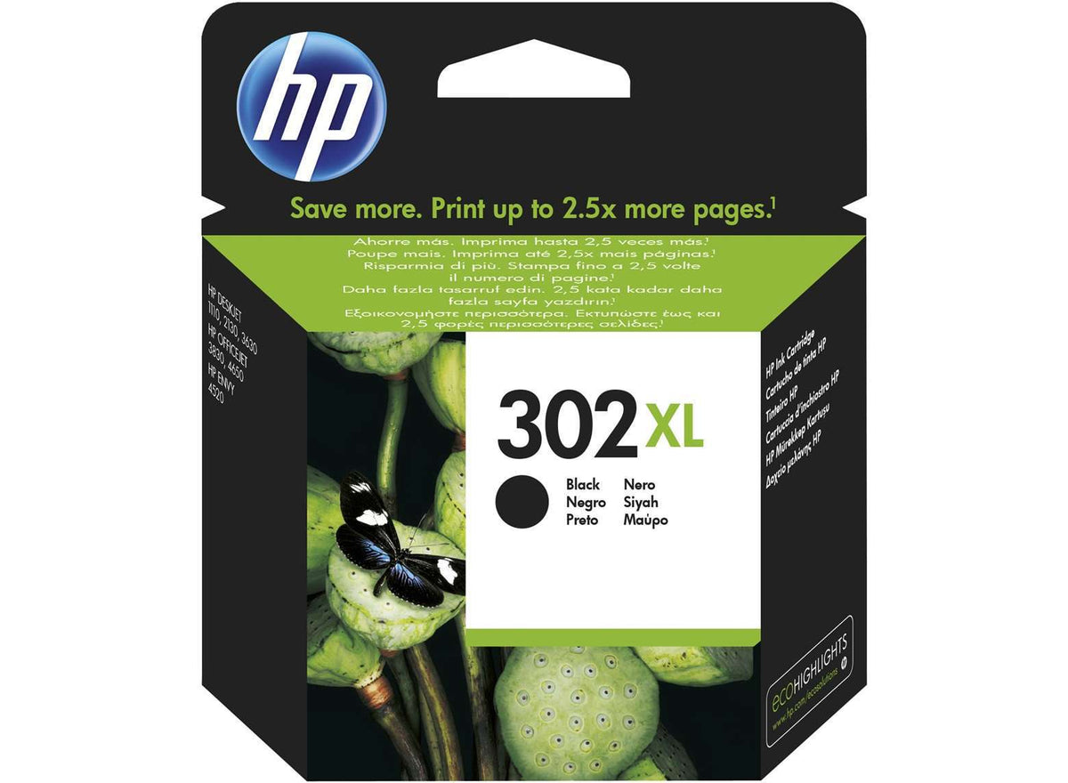 HP Original 302XL High Capacity Black Ink Cartridge (F6U68AE)