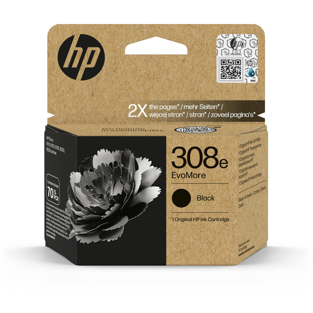 Original HP 308e Black EvoMore High Capacity Ink Cartridge (7FP22UE)