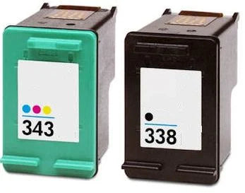 HP Remanufactured  HP 338 HP 343 Black Colour Ink Cartridge Set