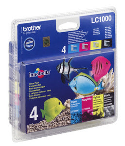 Brother Original LC1000RBWBP Black Colour Ink Cartridge Set (4)