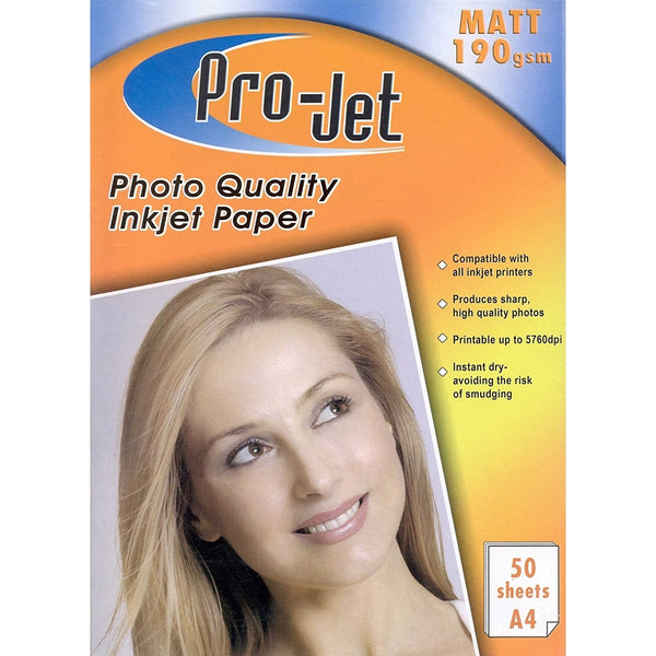 Projet 190g Matte Photo Paper A4 50 Sheets PrintCartridgeDirect