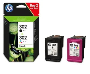 HP Original 302 Black and Tri-Colour Ink Cartridge Multipack (X4D37AE)
