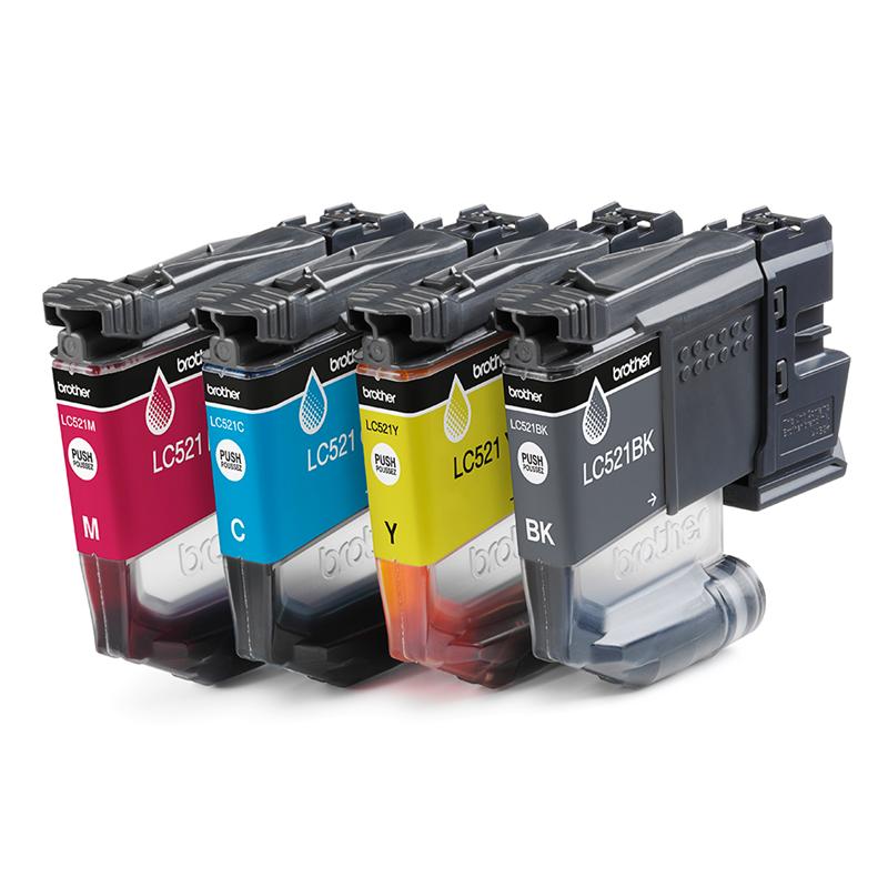 Compatible Brother LC‑521 4 Colour Ink Cartridge Multipack