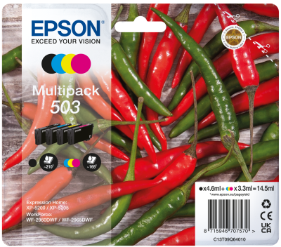Epson 503 4 Colour Ink Cartridge Multipack - (C13T09Q64010) Chillies