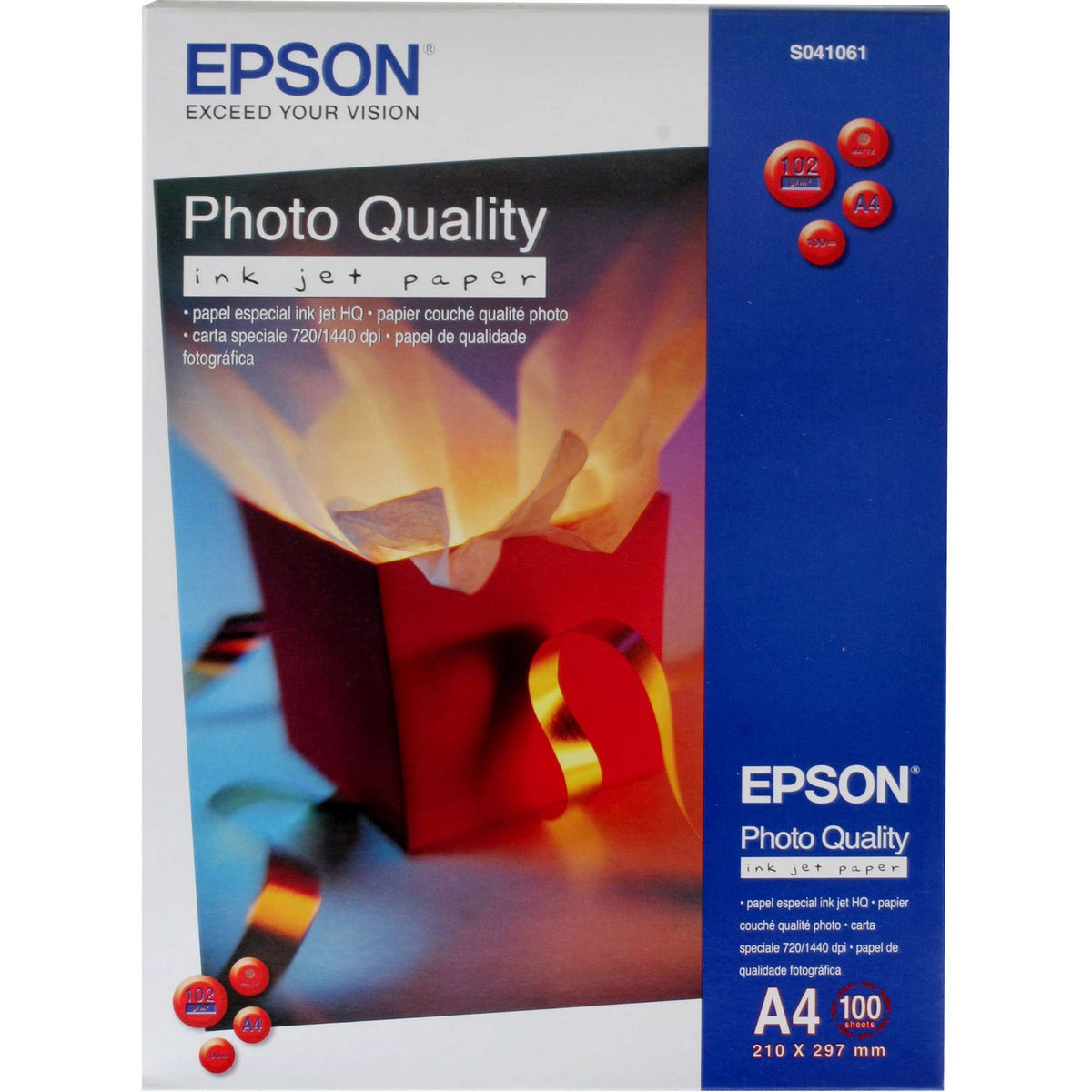 Original Epson S041061 104gsm White A4 Inkjet Paper - 100 Sheets (C13S041061)