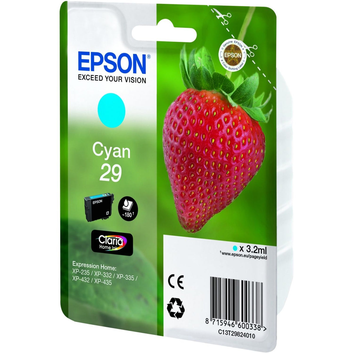 Epson 29 Cyan Ink Cartridge T2982 - Strawberry (Original)