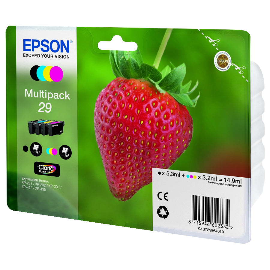 Epson 29 Multipack T2986 - Full Set of 4 Ink Cartridges - Strawberry (Original)