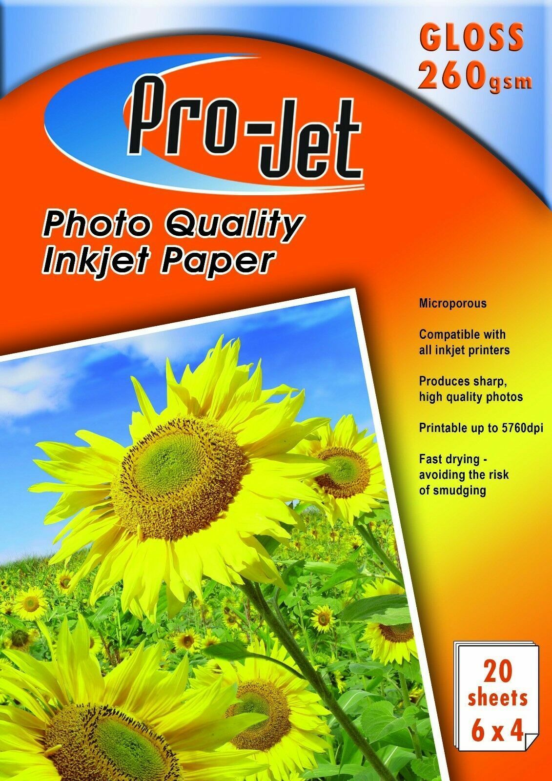 Projet 260g Gloss Photo Paper 6x4 20 Sheets