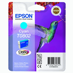 Epson Original T0802 Cyan Ink Cartridge ( Hummingbird )